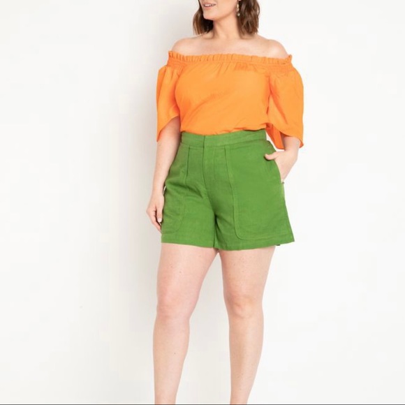 ELOQUII Off the shoulder smocked flutter sleeve blouse (NWT) - Picture 3 of 3